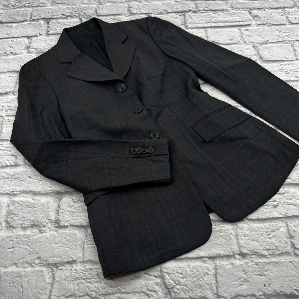 RJ Classics Sterling Collection Hunt Show Jacket Blazer Dark Grey Plaid 0 R